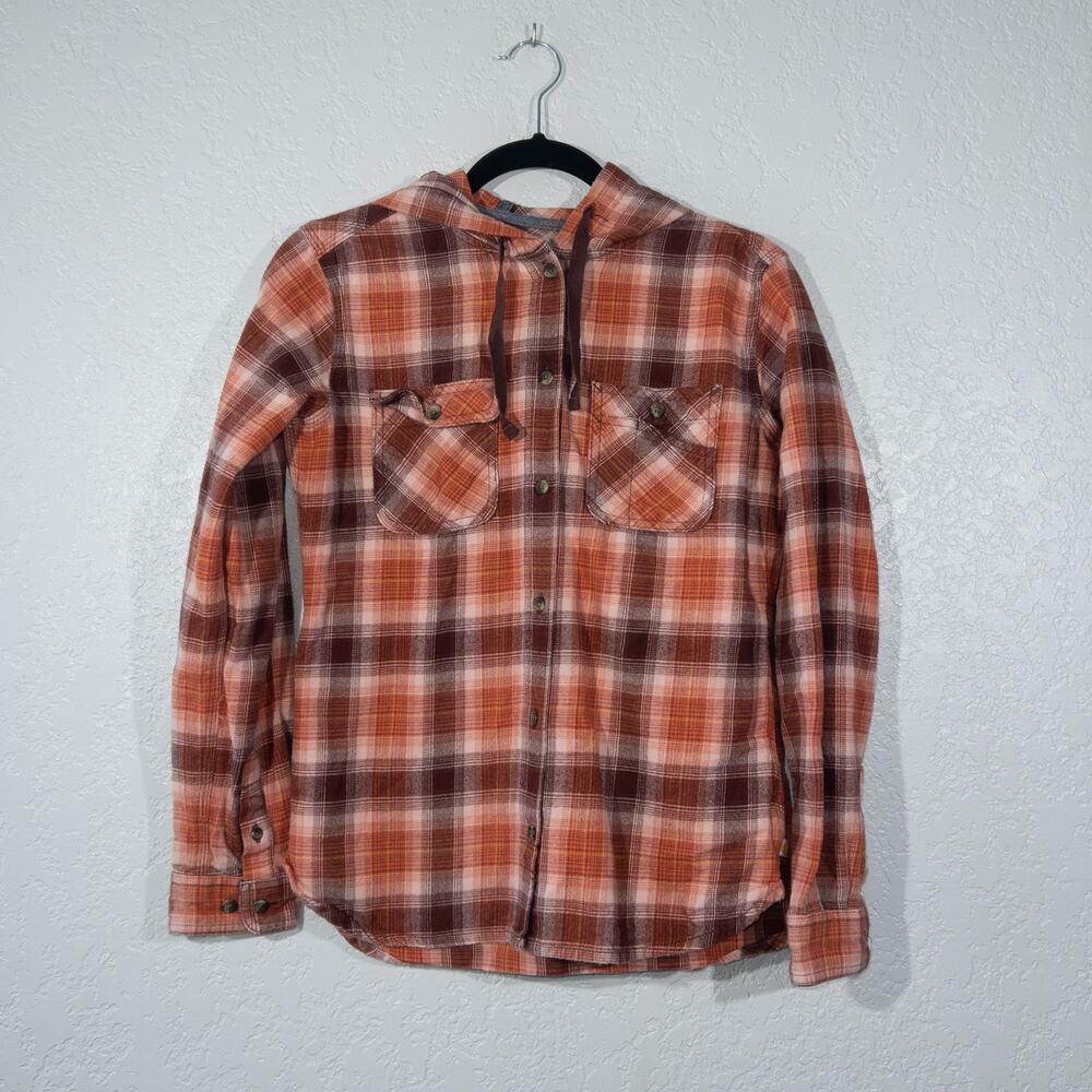 Carhartt Redwood Plaid Hooded Long Sleeve Button Jacket Size XS - Picture 2 of 10